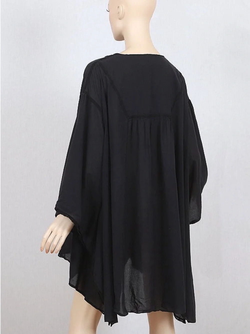 Burberry Black V-Neck 100% cotton Swim Coverup Poncho Tunic top